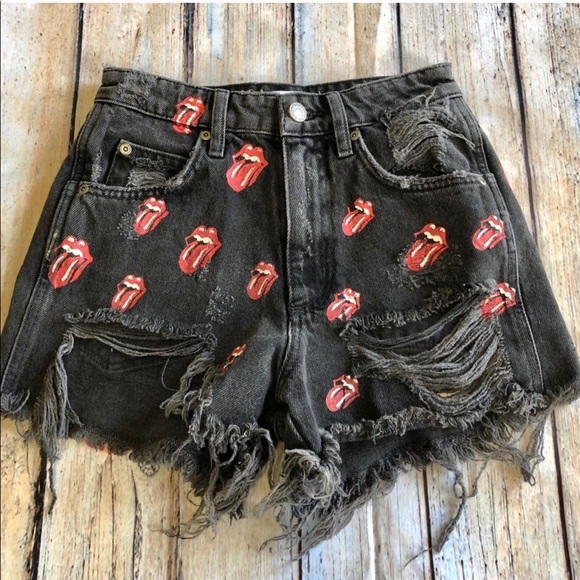 Zara Pants - Rare! Zara Rolling Stones Denim Jean Shorts